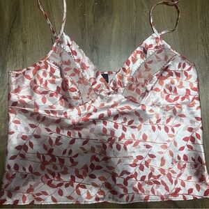 Secret Treasures Pink and White Leaf Camisole